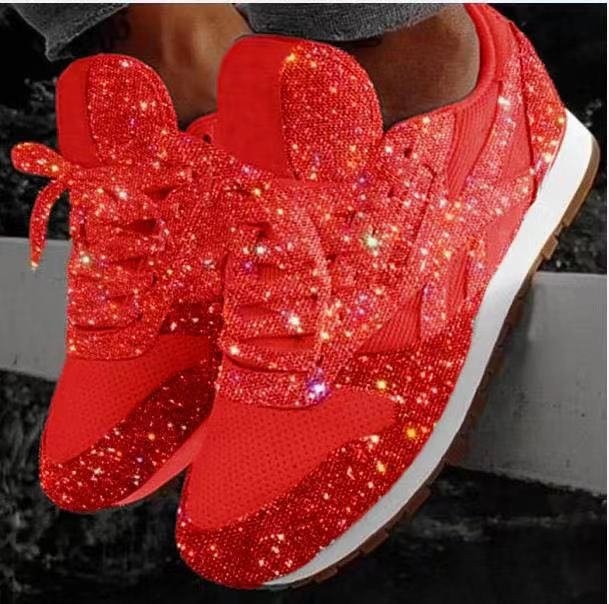 Casual ademende veterschoenen voor dames Glitter_voghion.com