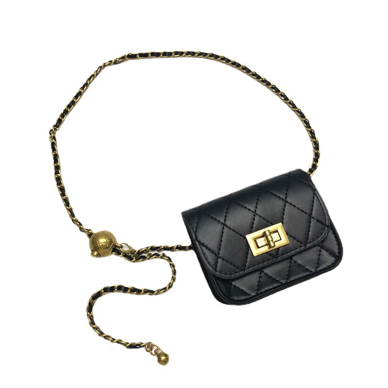 跨境新腰链腰包菱形格胸包斜挎包女配饰时尚两用小包包女一件代发|ms