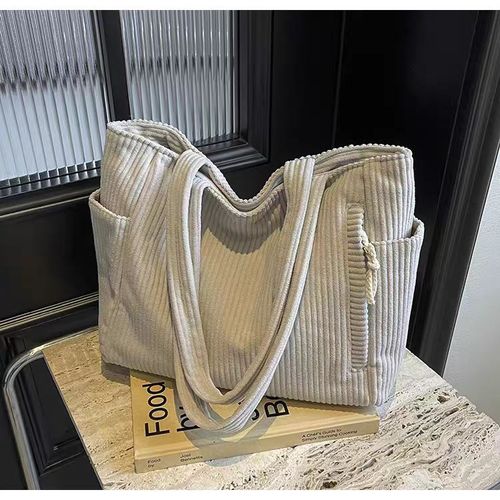 Corduroy bag for women large capacity new autumn and winter casual one-shoulder shopping bag high-end commuting toy bag