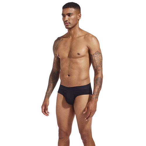 Men's pure cotton low-rise solid color triangle briefs summer breathable ribbed shorts elastic comfortable tight fashion