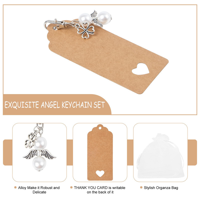 Venta caliente transfronteriza Llavero Trébol de cuatro hojas Estilo de moda etiqueta de regalo de mano Juego de caja de regalo de fiesta de boda