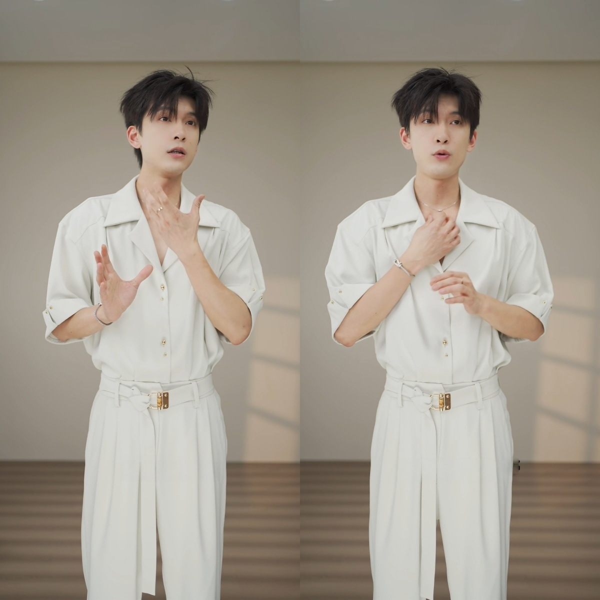 Summer New Men's Fashion Simple Light Luxury Lazy Niche Versatile High-End Cool Drape Short-Sleeve Shirt Set
