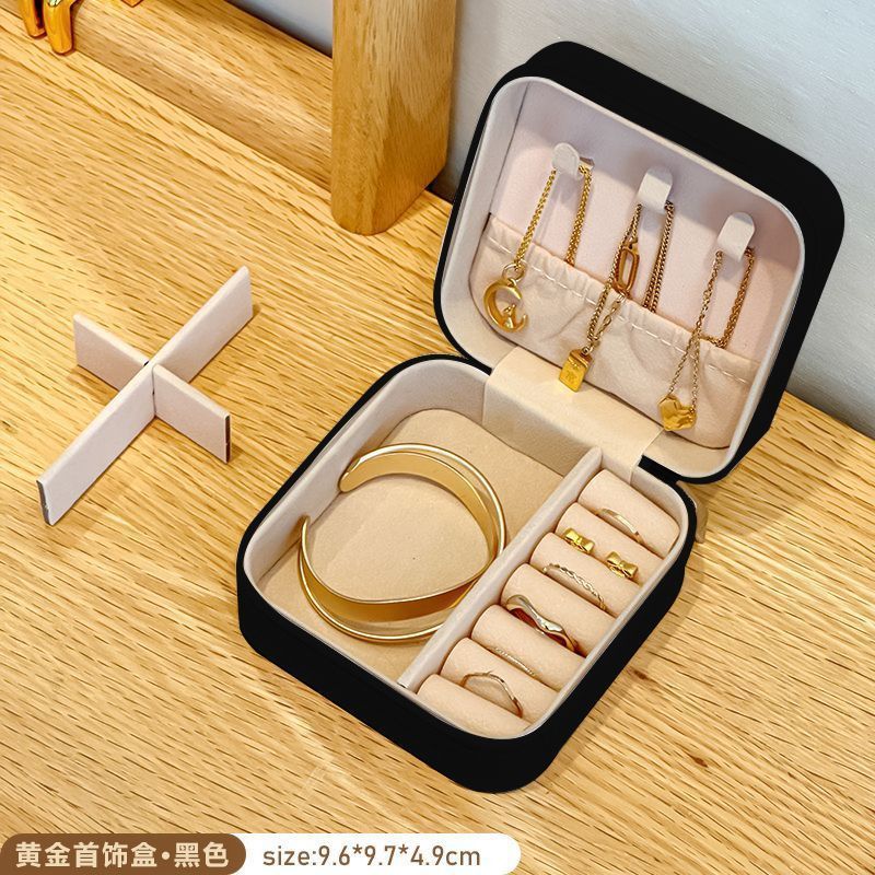 Caja de almacenamiento de joyas de oro transfronteriza Pendientes antioxidantes Caja de joyería Anillo Caja de collar Caja de almacenamiento Mini