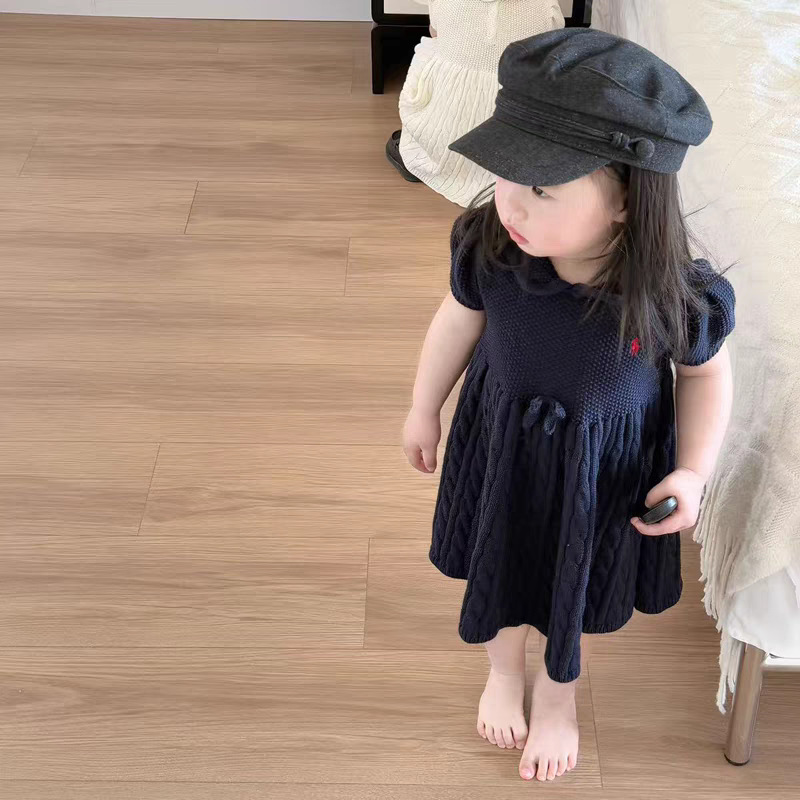Xianning siete ropa para niños vestido de niña 25 verano nuevo estilo niños estilo universitario falda de punto suéter de bebé falda de polo
