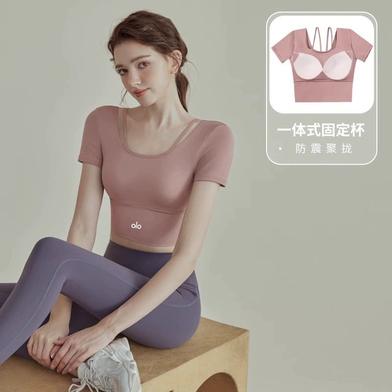 美国COPALO瑜伽服女夏款高级感运动上衣跑步训练健身服短袖套装|undefined