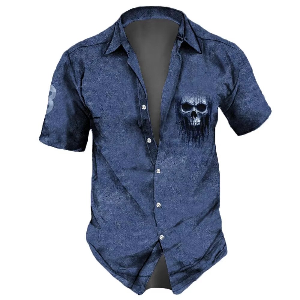 American Cross-border 2025 nueva tendencia de moda casual de todo fósforo camisa de cuello alto de manga corta de alta calidad para hombres MB1