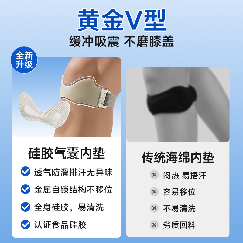 エアバッグシリコーン膝蓋骨ベルトスポーツ膝パッドプログレード膝関節抗怪我通気性屋外ランニングフィットネスバスケットボール