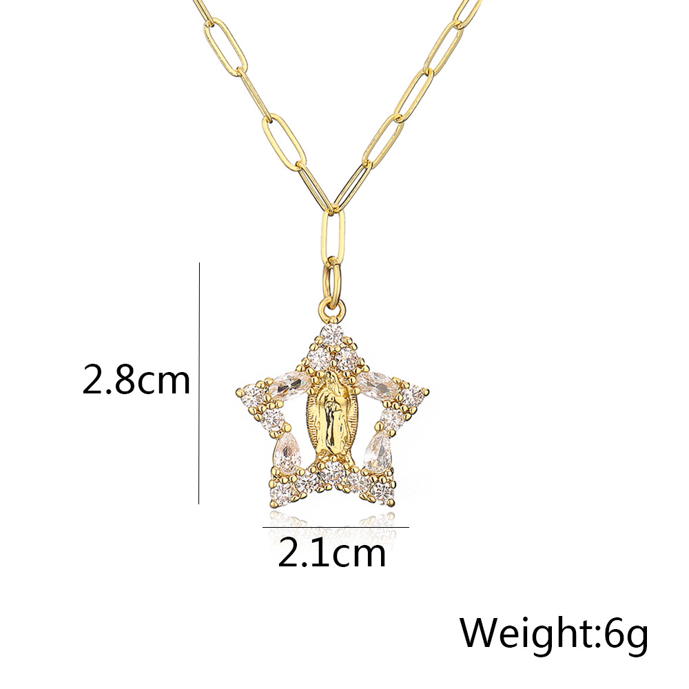 Fashion Heart Shape Copper Plating Hollow Out Inlay Zircon Pendant Necklace 1 Piece