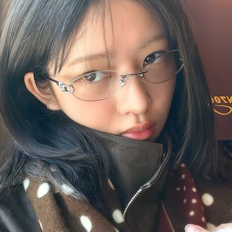 Rei Naoi Gm Style Rimless Glasses for Women, Japanese Oval Metal High-Intelligence Look Plain Glasses, Y2K Knot Eyeglass Frame Rei Naoi Gm Style Rimless Glasses for Women, Japanese Oval Metal High-Intelligence Look Plain Glasses, Y2K Knot Eyeglass Frame