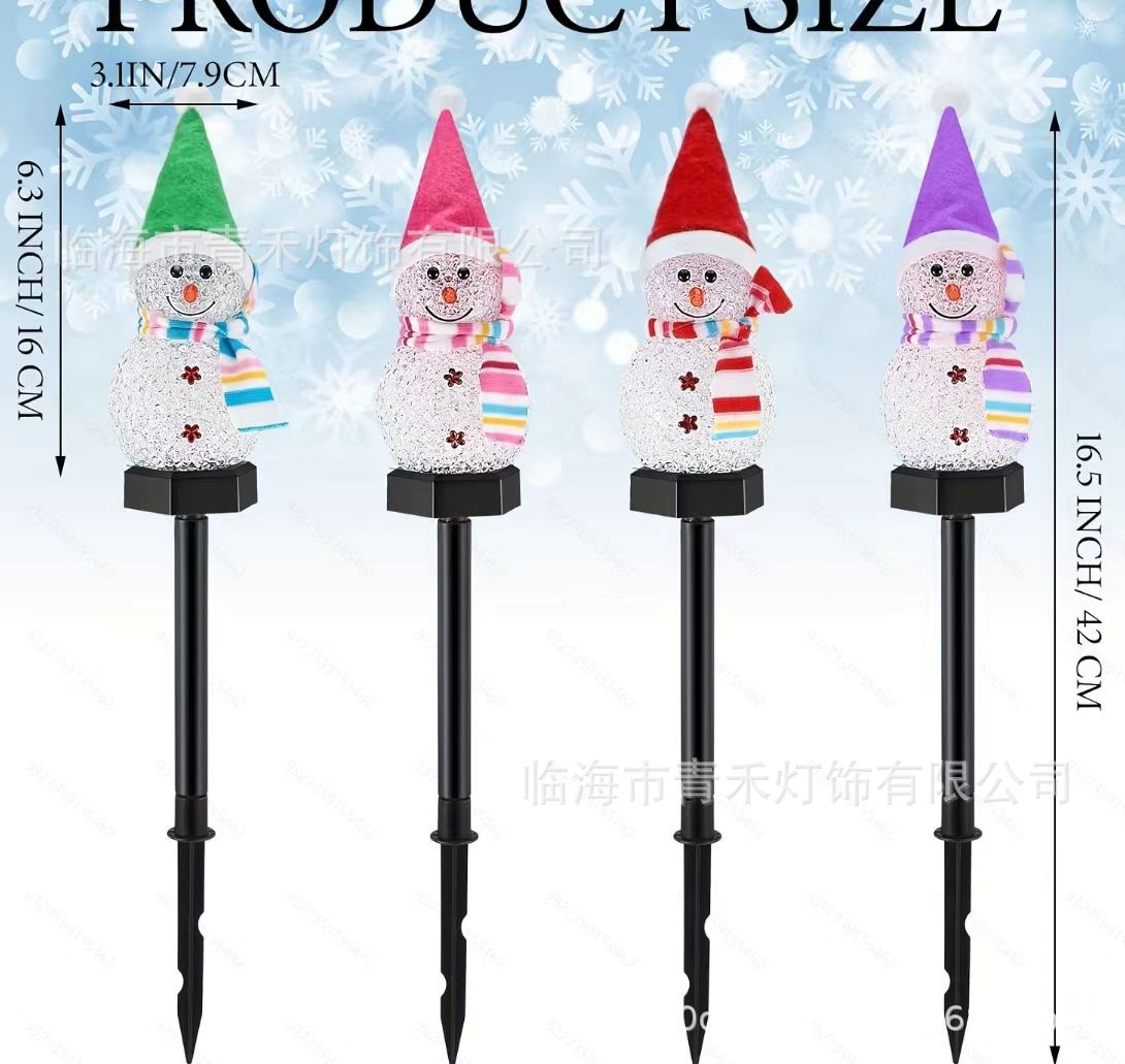 태양광 발전 1~4개의 새로운 작은 눈사람 접지 플러그(따뜻한 빛)