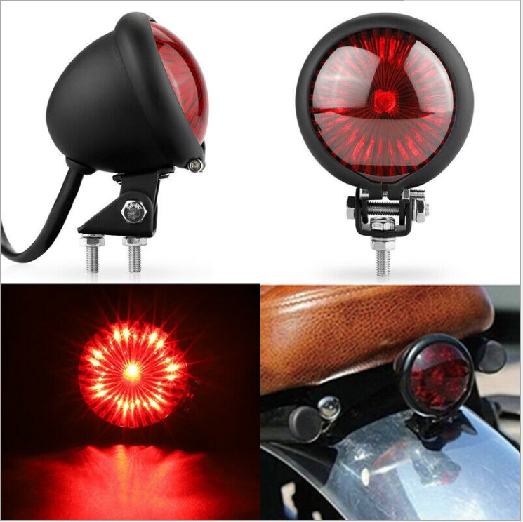 Harley cruiser motorcycle modification accessories retro metal LED rear tail light brake light small round light