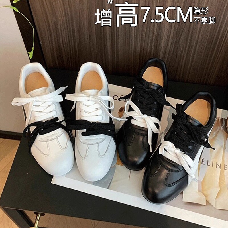真皮复古内增高双色带德训鞋女休闲百搭时尚透气运动鞋阿甘鞋单鞋|undefined