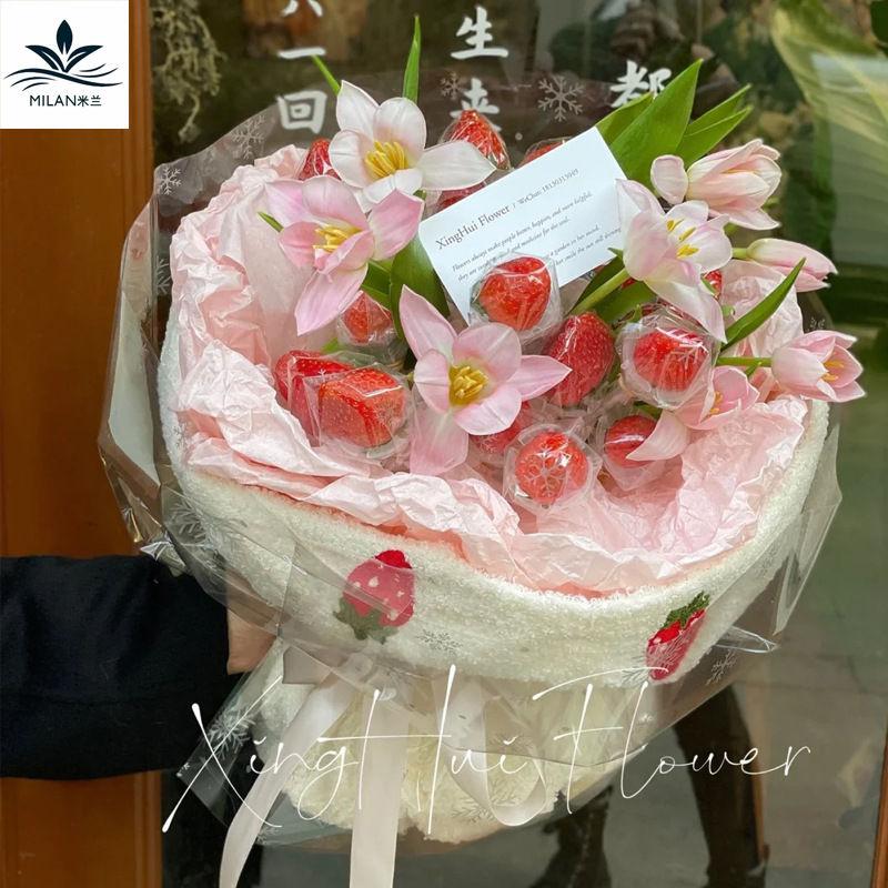 Milán soporte de globo de plástico Varilla de fresa ramo hecho a mano material de bricolaje globo Varilla de Apple soporte inferior Accesorios