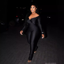 FF1377  欧美女装 时尚潮流大V 领爆款2件套 女士套装