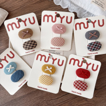 韩版秋冬甜美小号儿童格子椭圆刘海bb夹发夹蝴蝶结发卡宝宝发饰