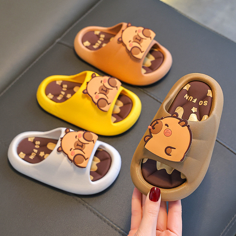 Capibara zapatillas para niños de verano anti-derrapatas con suela suave para niños de baño interior zapatillas de dibujos animados para casa