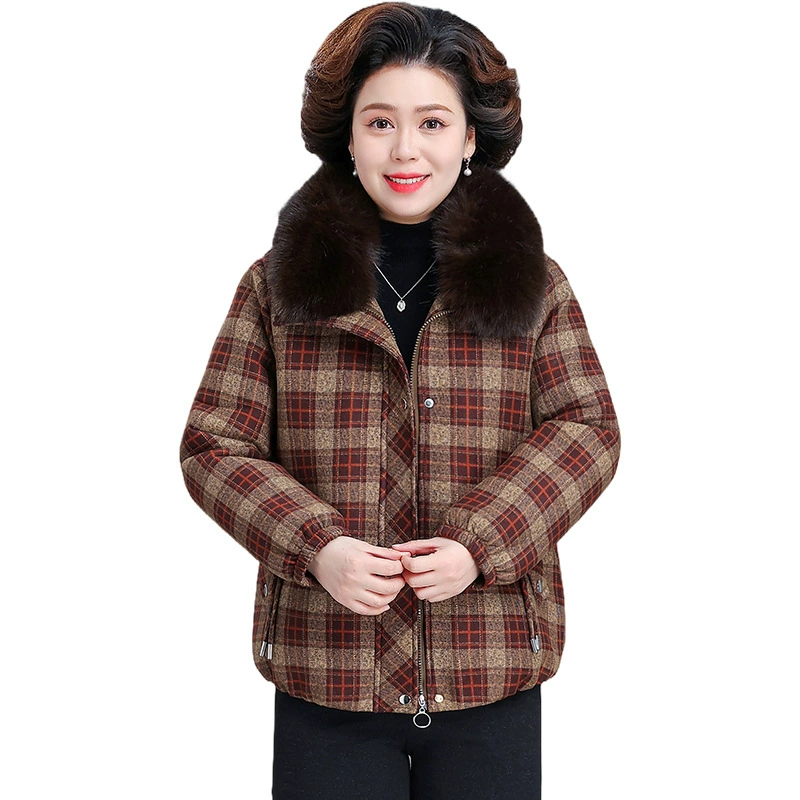 Short winter fleece down jacket for mother, for middle age, western style