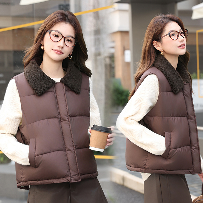 Algodón chaleco mujer otoño y invierno 2025 nuevos productos coreanos con la solapa vestimenta de algodón estilo europeo y americano chaleco de hombro chaqueta de moda image 2