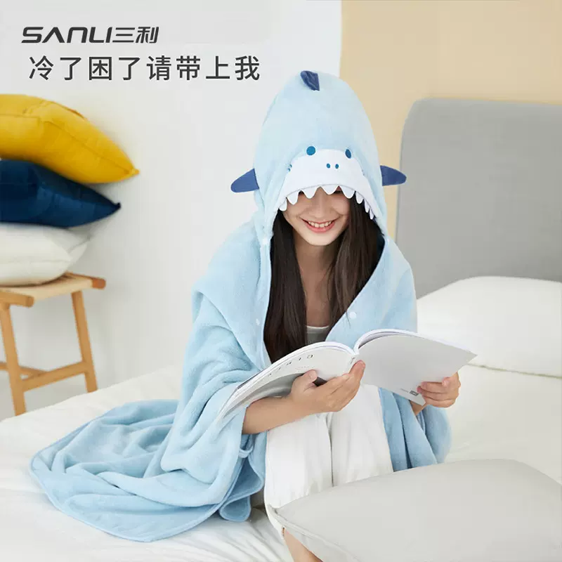 三利毛巾珊瑚绒斗篷沙滩浴巾潜水换衣衫吸水美容泡澡沙滩午休毯