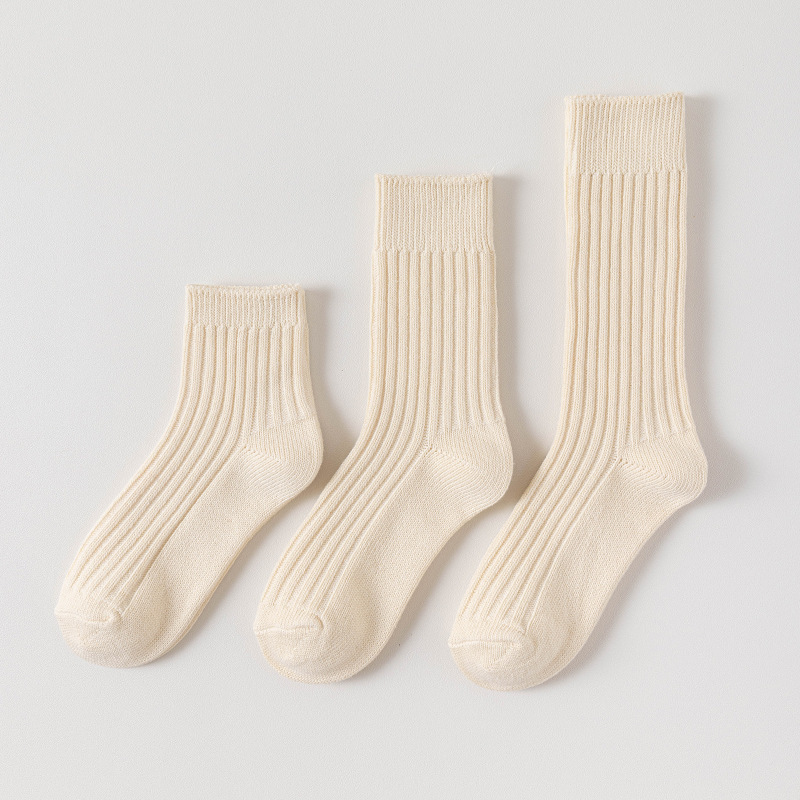 Japanese thick line socks women's spring and autumn stockings long tube knitted sports white stockings stacked socks with small leather shoes