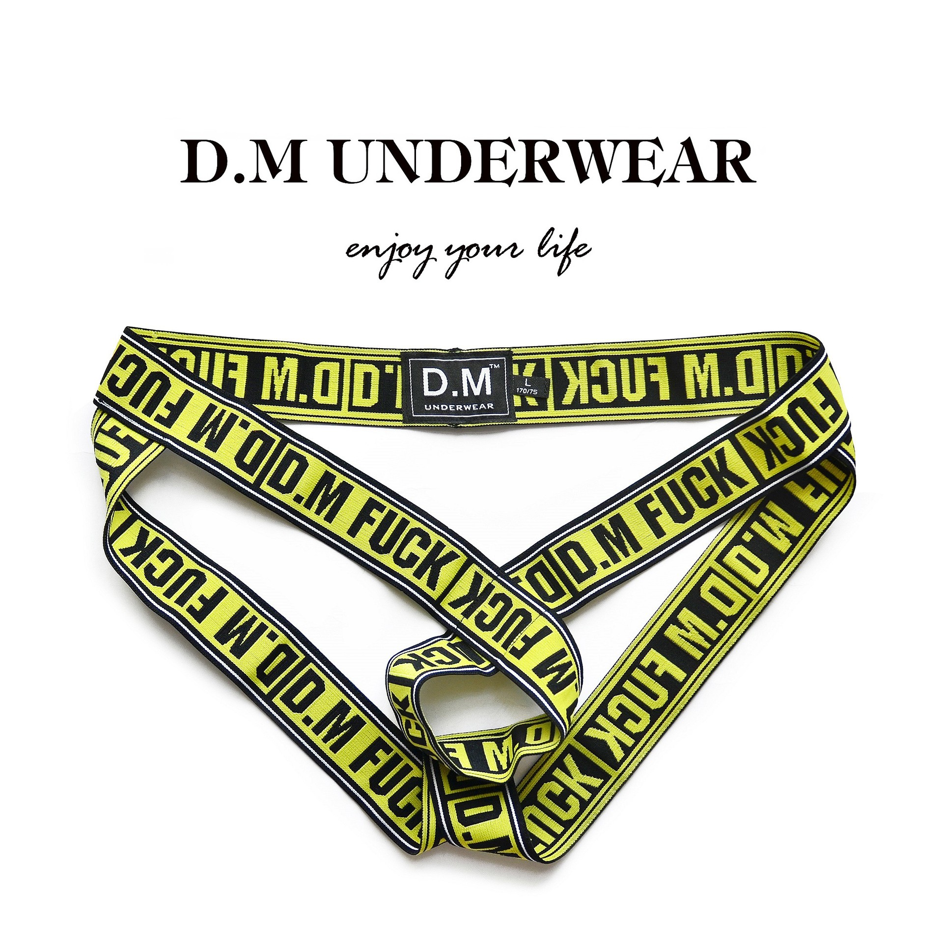 D.M Men's Underwear Low Waist Sexy Men's Double Thong Personalized Hollow Ring Sexy Thong Letter Trendy Men