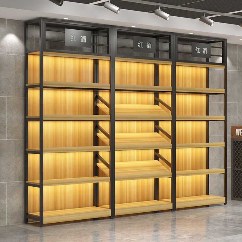 铁艺超市酒架白酒酒柜酒庄落地葡萄酒置物架多功能货架多层展示柜