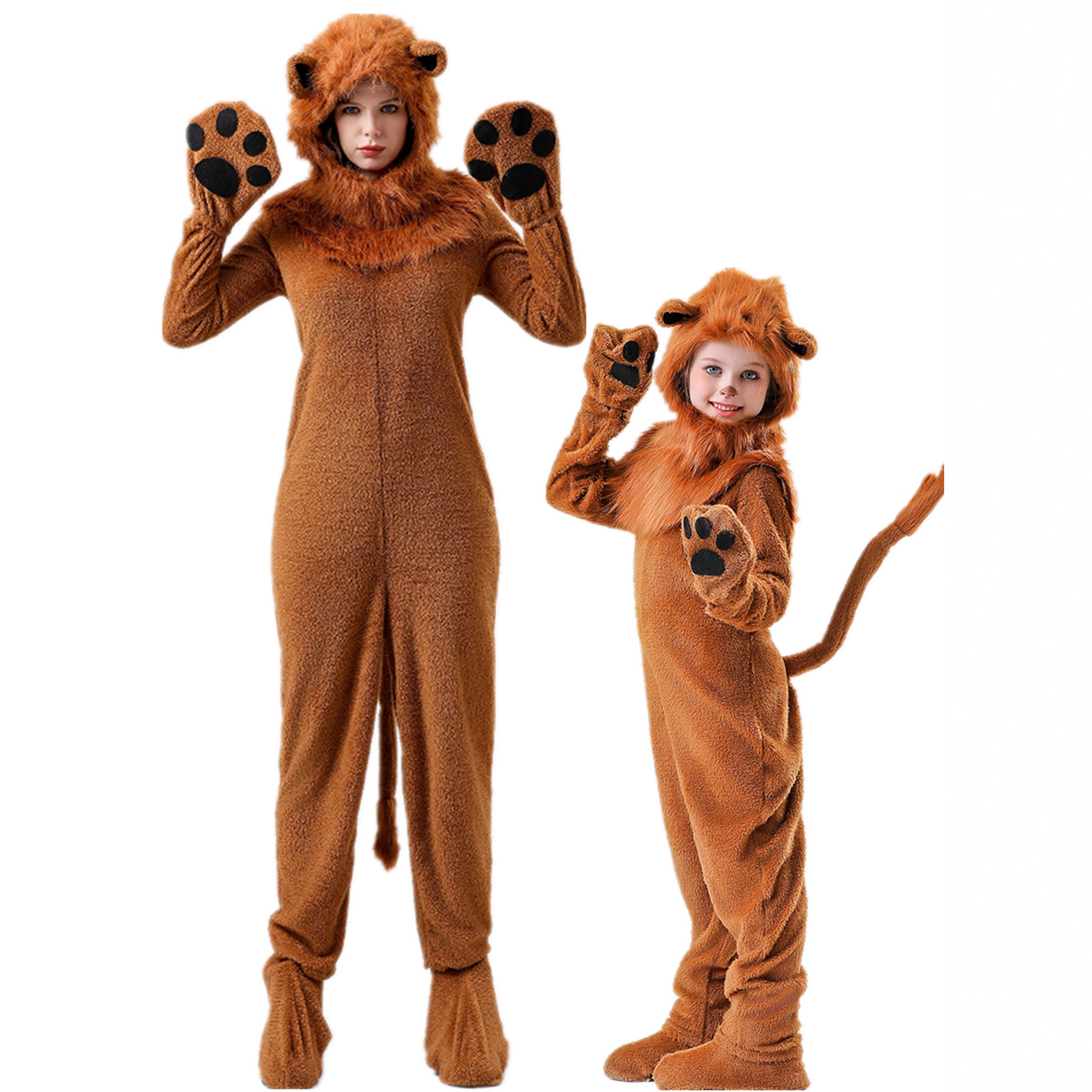 Parent-Kids Wizard of oz Cartoon Lion Costume Cos Animal Party Halloween Ball Adult and Children's Performance Costume