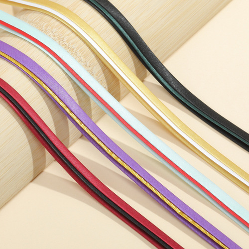 Self-finished Cheongsam border edge binding strip two-color silk ribbon wrinkle-resistant border imitation silk rolled edge crepe Hanfu weaving tape Tang suit accessories