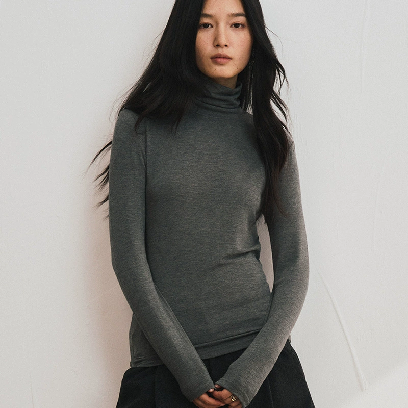 秋冬山羊绒高领打底衫女天丝莫代尔修身亲肤T恤基础款弹力针织衫