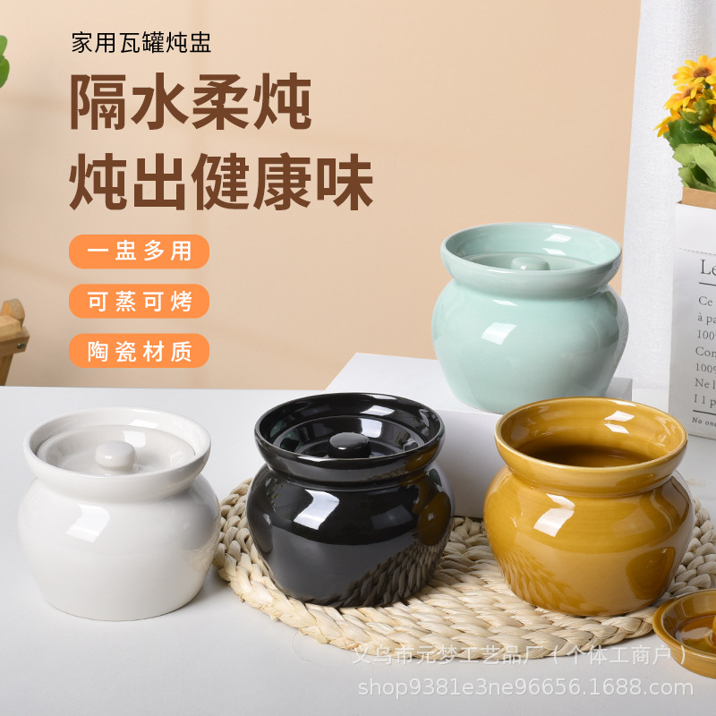 Ceramic stew pot, earthenware pot, water-proof stew pot, Shaxian snack stew pot with lid, hotel catering steamed egg bowl, household earthenware pot