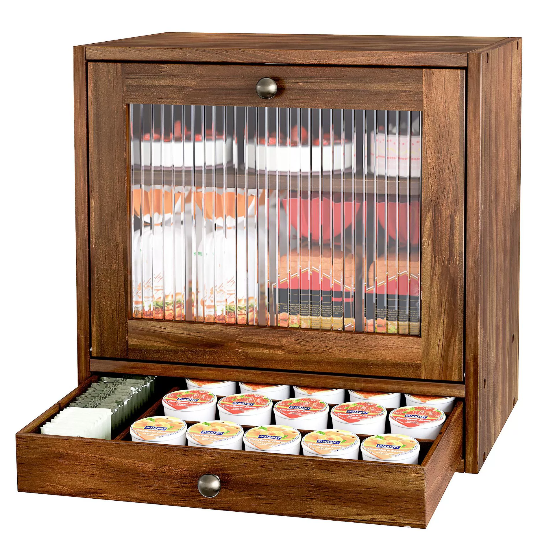 Деревянная трехслойная хлебная коробка для закусок с закусками и закусками с столешницей кофейный стручок Кухонная бутылка для еды коробка для хранения