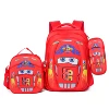 Red backpack, pencil case