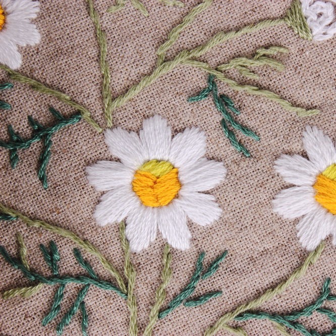 Margarita fresca hecha a mano DIY tela novato bordado europeo flores y plantas material paquete kit costura traje vida