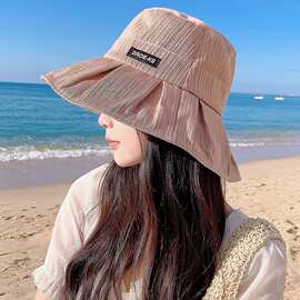2024帽子渔夫帽防晒帽女夏季防紫外线帽子韩版夏遮阳帽新款大人潮
