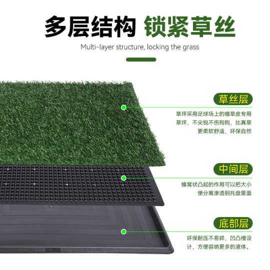 Cross-border Granular Dog Toilet Large and Medium small size Simulation Lawn Three-layer Dog Toilet Fixed-point Training Fake Lawn Toilet