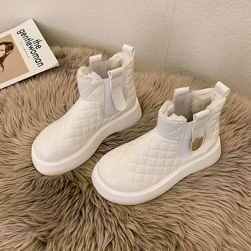 Z Snow Boots Women's 2024 Winter New Popular Cotton Shoes Plus Velvet Thickened Anti-Slip Waterproof Fur All-in-One Short Boots Cotton