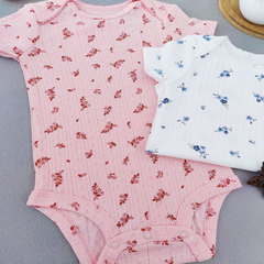 Baby Short Sleeve Cotton Triangular Climbing Suit with Embroidery and Lace for Girls, European and American Style Printed Romper