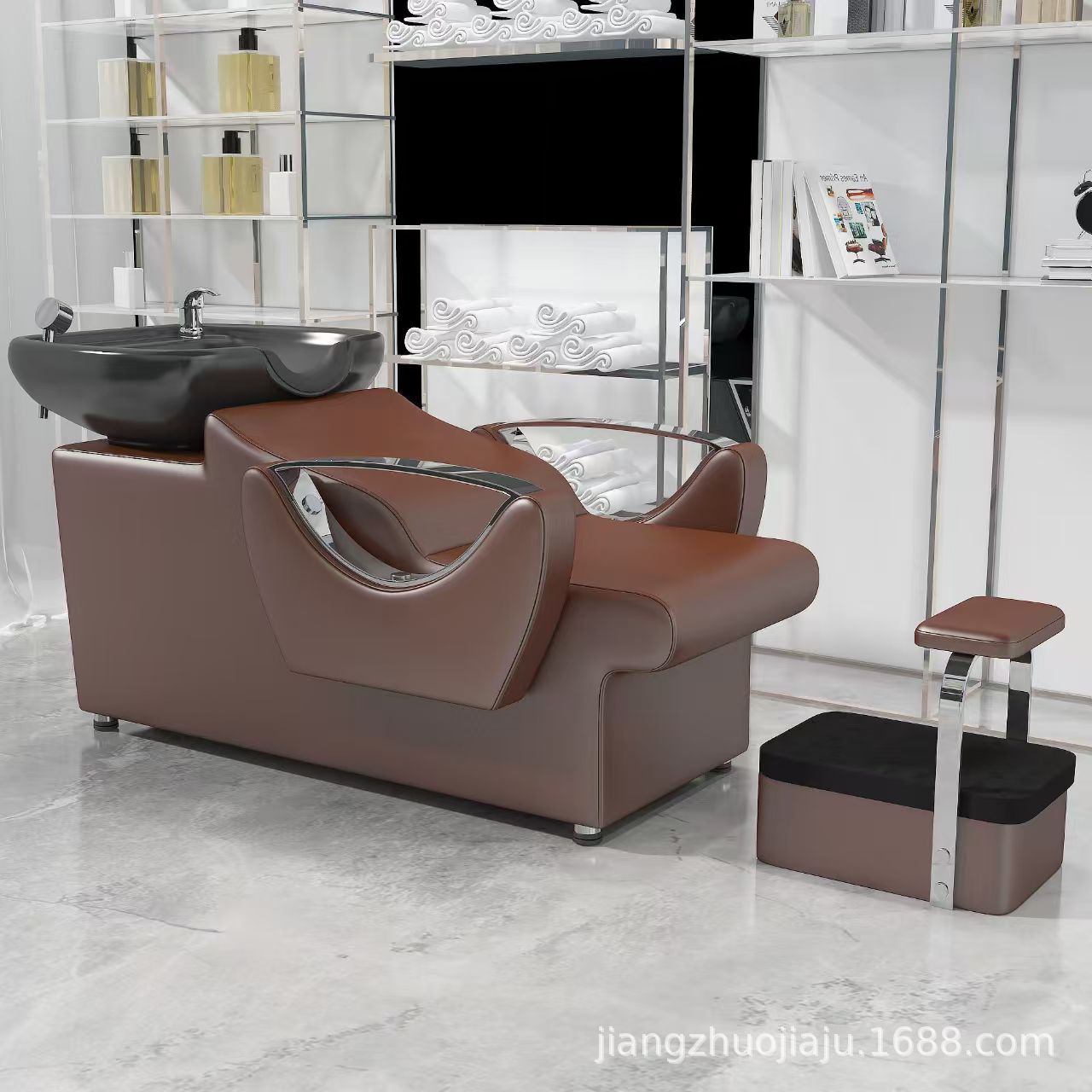 Red en línea lavabo de cerámica lavabo de cabello salón de pelo sillón lavabo de cabello cama de lavado de agua lavabo de cabello barbería cama de lavabo de cabello cómodo