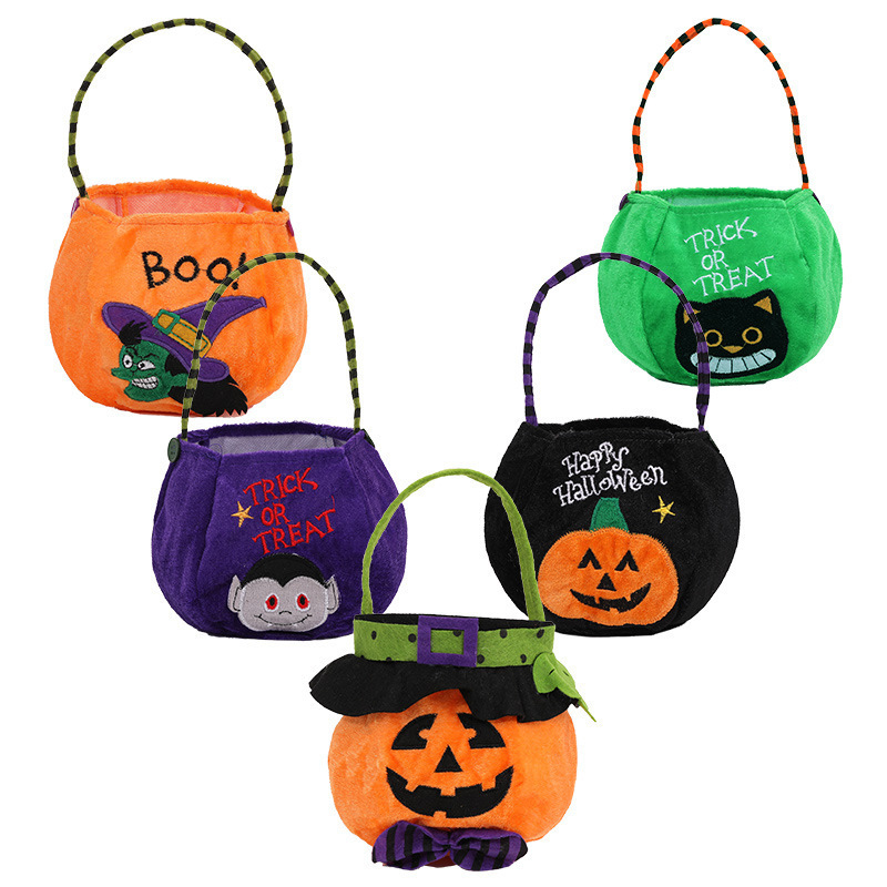 新しいハロウィンバッグ装飾用品フード付きラウンドトートバッグハロウィン子供のキャンディギフトバッグカボチャバッグ|undefined