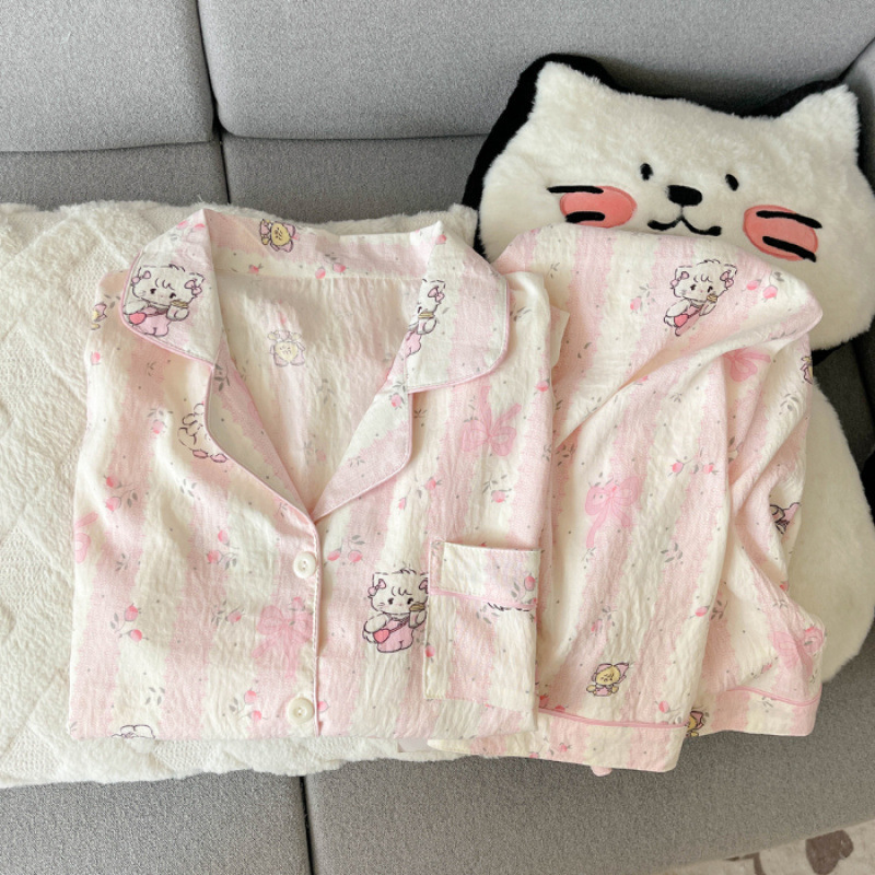 云朵棉秋季新款睡衣女长袖翻领卡通甜美可爱高级网红风家居服套装|undefined