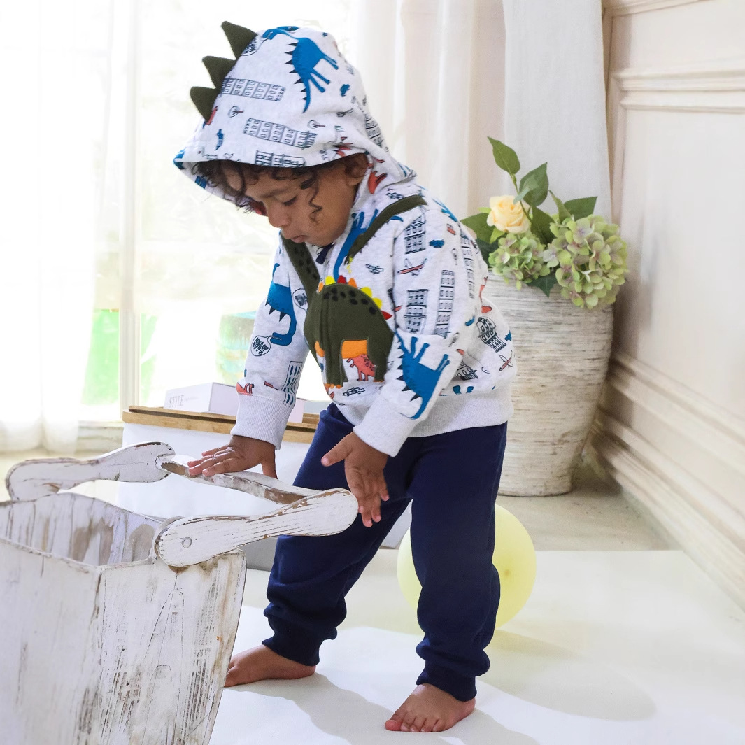 Comercio exterior europeo y americano ropa para niños primavera y otoño material de suéter de dos piezas para niños suéter con capucha ropa para bebés ropa para niños al por mayor