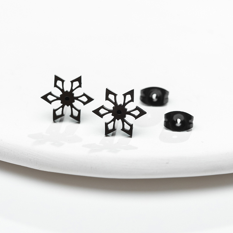 Ear Studs Classification PVD Coated 18K Gold Real Gold Plated Snowflake 304 Stainless Steel Simple Style Waterproof Non Tarnish Ear Studs