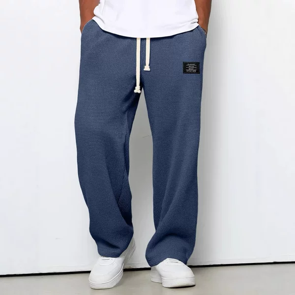 25 Cross-Border European and American Loose Casual Wide-Leg Men's Spring and Autumn Waffle Foreign Trade Sports Trendy Brand Long Pants