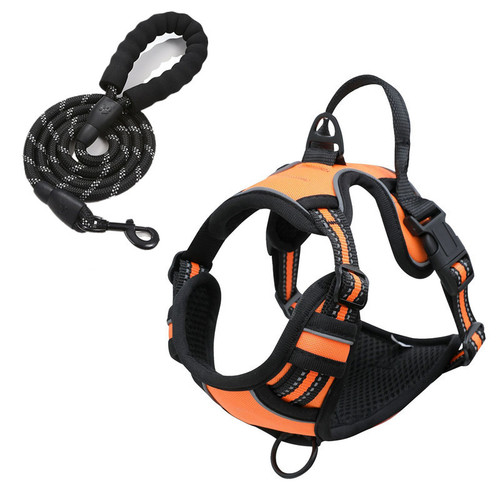 Pet dog double-layer harness explosion-proof dog harness collar buckle traction rope breathable reflective vest
