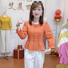 时尚休闲衬衫女2025秋季新款洋气显瘦荷叶边气质百搭长袖衬衫
