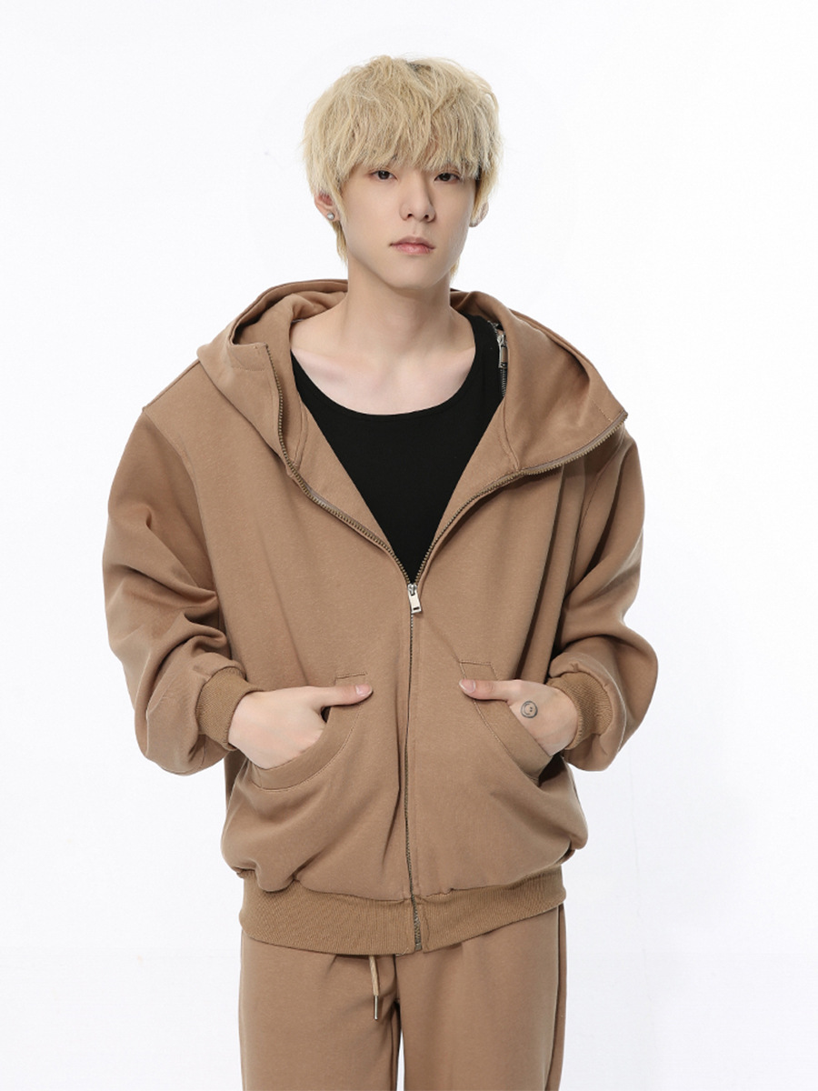 Mtlclothes ropa de Hombre | 2024 primavera nueva Europa y América cremallera con capucha cardigan color sólido cercanías traje deportivo