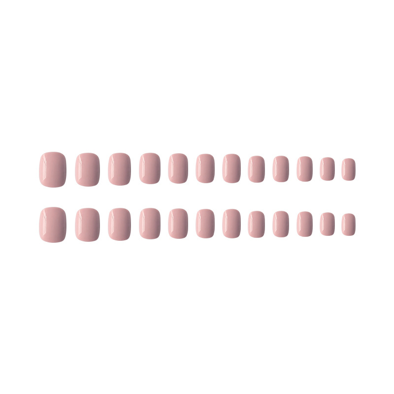 Pegatinas de uñas de hadas de color puro, uñas de color carne blanca, uñas de vestir, polvo desnudo terminado, 24 piezas, uñas de uñas simples