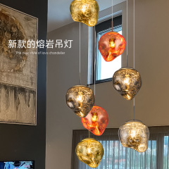高级感熔岩灯创意设计感饭厅loft公寓复式楼挑空客厅别墅楼梯吊灯