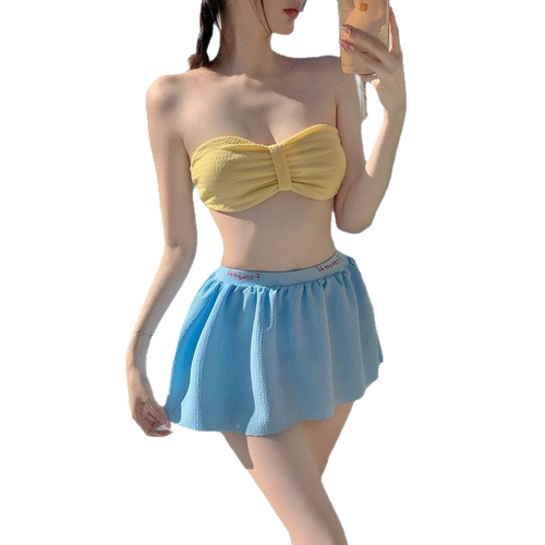 Summer 2025 new Korean hot girl sexy outfit vest women's desire lace suspender wears three-piece swimsuit