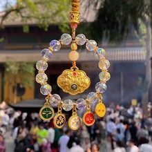 杭州灵隐车挂五路财神五彩琉璃算盘平安纳福财车饰精美高档包挂件